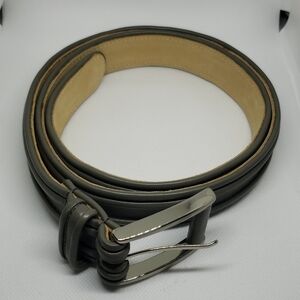 Worth L gray italian leather belt